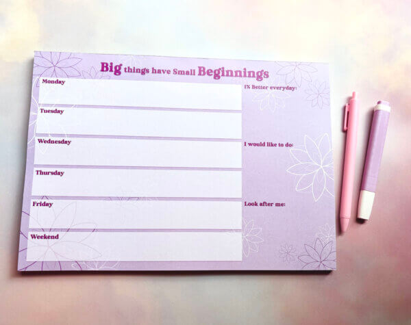 Big things have small beginnings Sakura inspired A4 Weekly Deskpad
