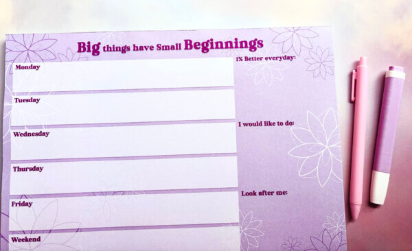 Big things have small beginnings Sakura inspired A4 Weekly Deskpad - Image 4