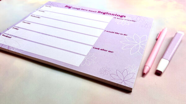 Big things have small beginnings Sakura inspired A4 Weekly Deskpad - Image 2