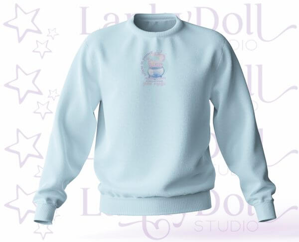 Enchanted Wands & Wishes - 'Believe in yourself' Glass Cauldron illustrated sweater -BLUE - Image 2