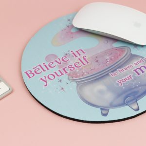 Enchanted Wands & Wishes - 'Believe in yourself' Glass Cauldron illustrated mousemat