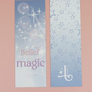Enchanted Wands & Wishes- Velvety 'Belief is a Powerful Magic' Glass Wand illustrated Bookmark