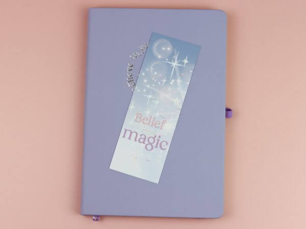 Enchanted Wands & Wishes- Velvety 'Belief is a Powerful Magic' Glass Wand illustrated Bookmark - Image 2