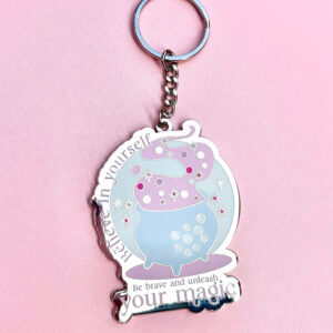 Enchanted Wands & Wishes - "Believe in yourself" Hard Enamel Chrome Keychain