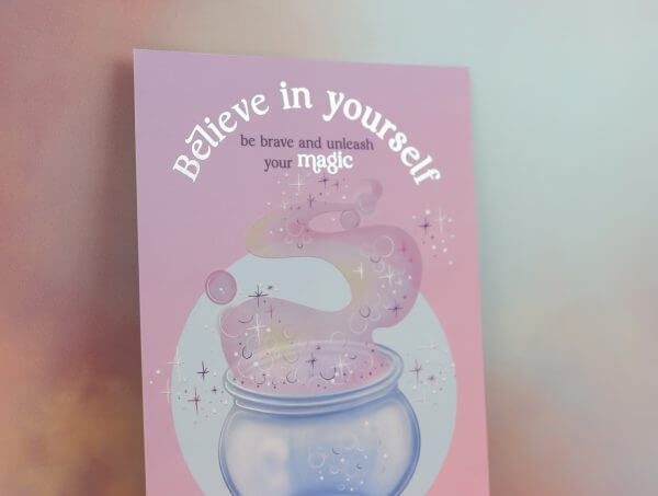 Believe in yourself' Silver foiled velvety art print - Image 3