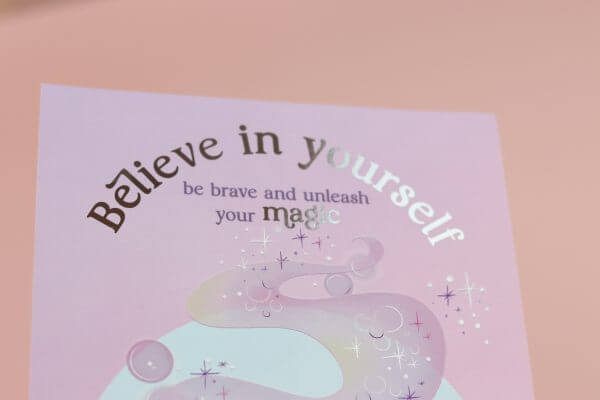 Believe in yourself' Silver foiled velvety art print - Image 4