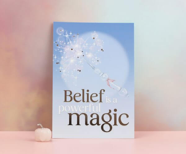 Belief is a powerful magic' Silver foiled velvety art print - Image 3