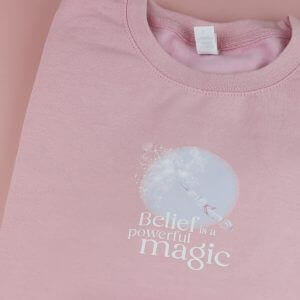 Enchanted Wands & Wishes - 'Belief is a Powerful Magic' Glass Wand illustrated sweater- PINK