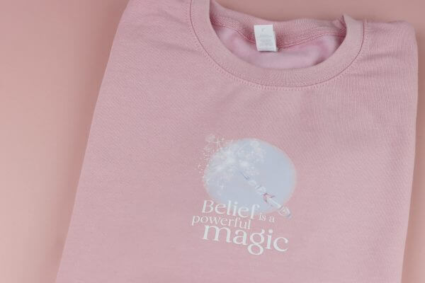 Enchanted Wands & Wishes - 'Belief is a Powerful Magic' Glass Wand illustrated sweater- PINK