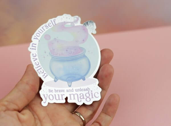Enchanted Wands & Wishes - 'Believe in yourself' Mirror effect Vinyl Sticker