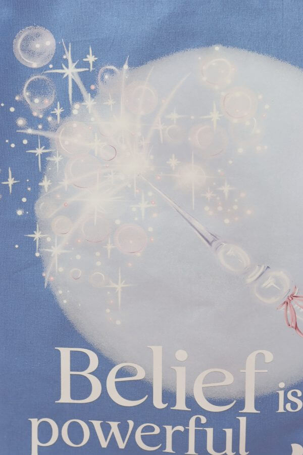 Enchanted Wands & Wishes - 'Belief is a Powerful Magic" Glass Wand illustrated tote bag- BLUE - Image 3