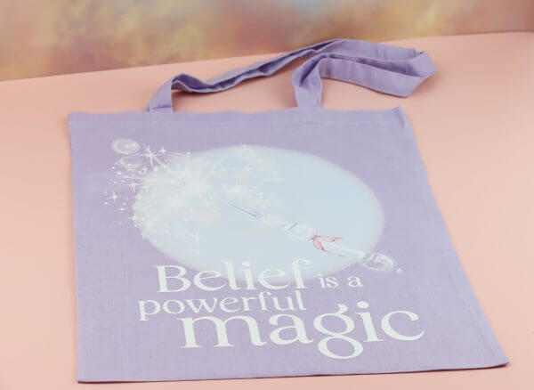 Enchanted Wands & Wishes - 'Belief is a Powerful Magic" Glass Wand illustrated tote bag- LILAC - Image 2